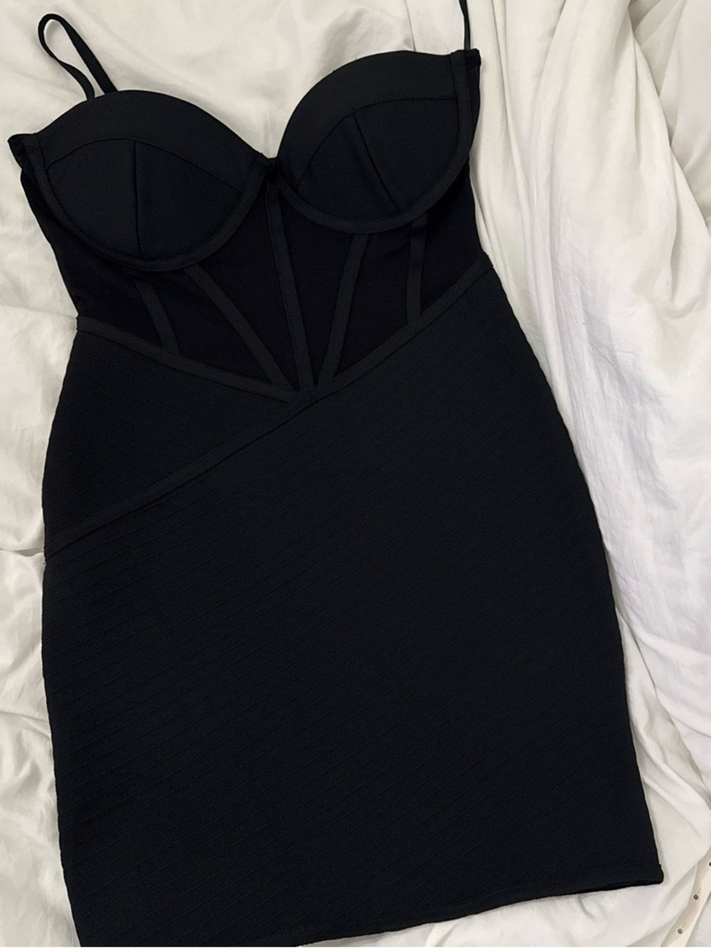 Black Bodycon Bustier Dress - Women's Stretch Night Out Dress